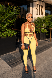 Sunset Cutout Sculpting Jumpsuit fitted look