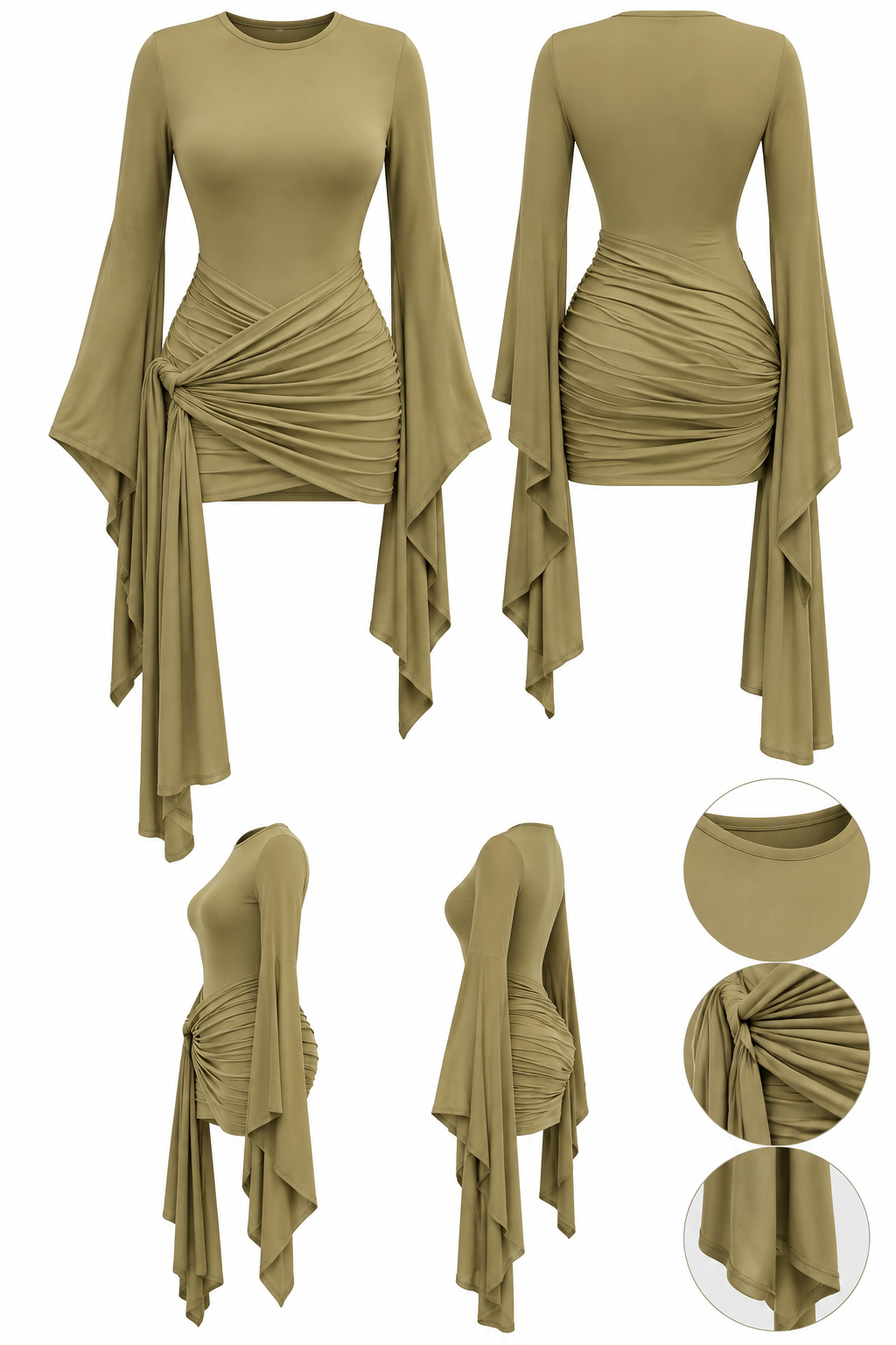Angel Sleeve Wrap Mini Dress