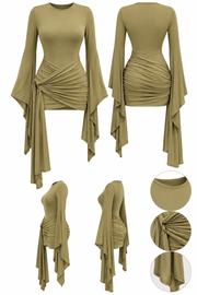 Angel Sleeve Wrap Mini Dress