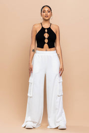 SHANICE WIDE CARGO SWEATPANTS