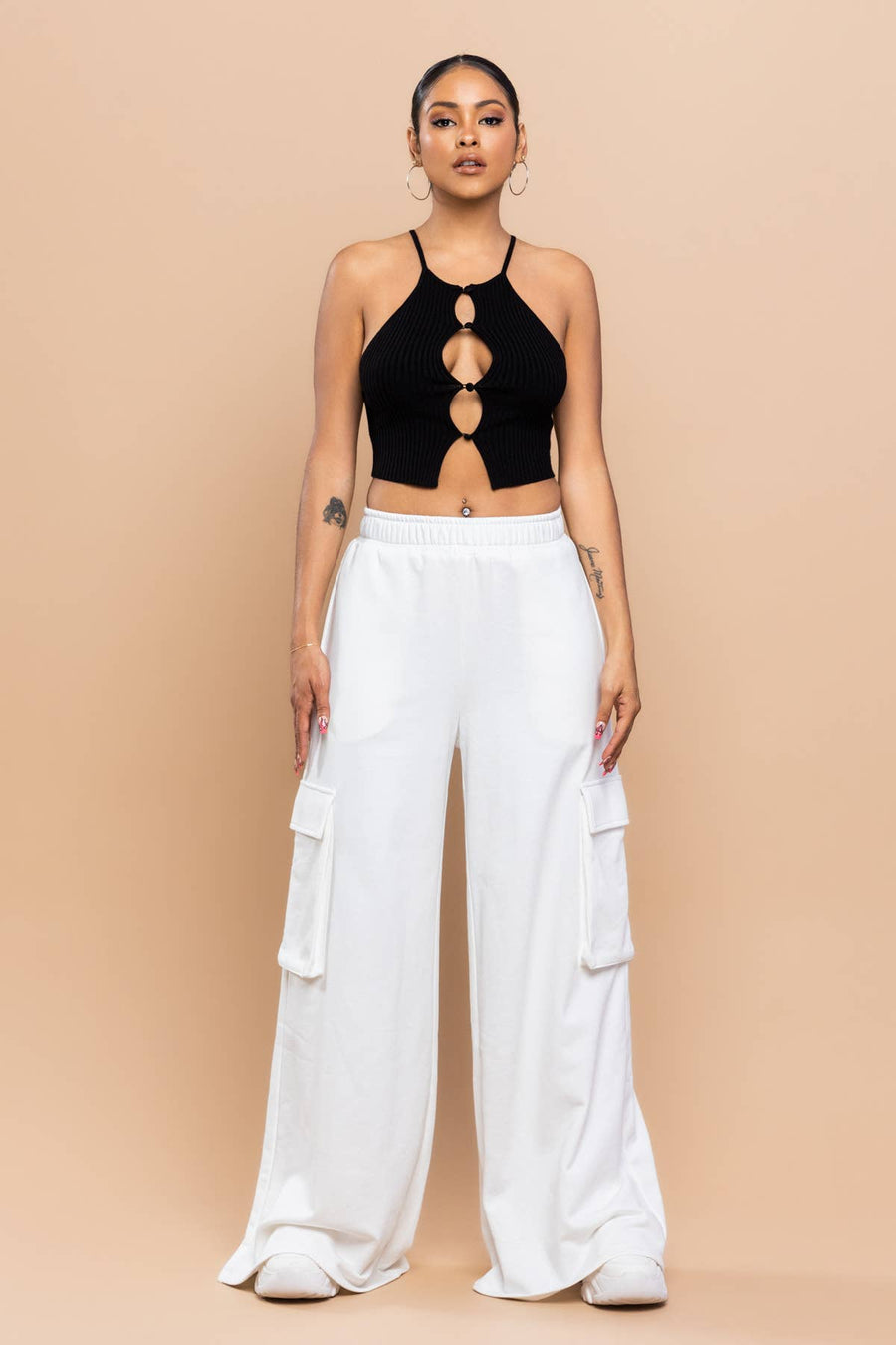 SHANICE WIDE CARGO SWEATPANTS