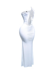 Pure Intentions Glitter Plunge Maxi Dress